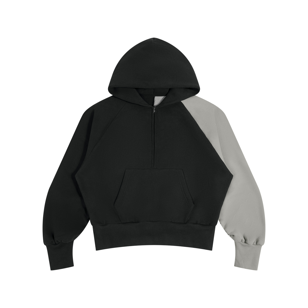 BOB black and grey colour-block quarter-zip hoodie – front