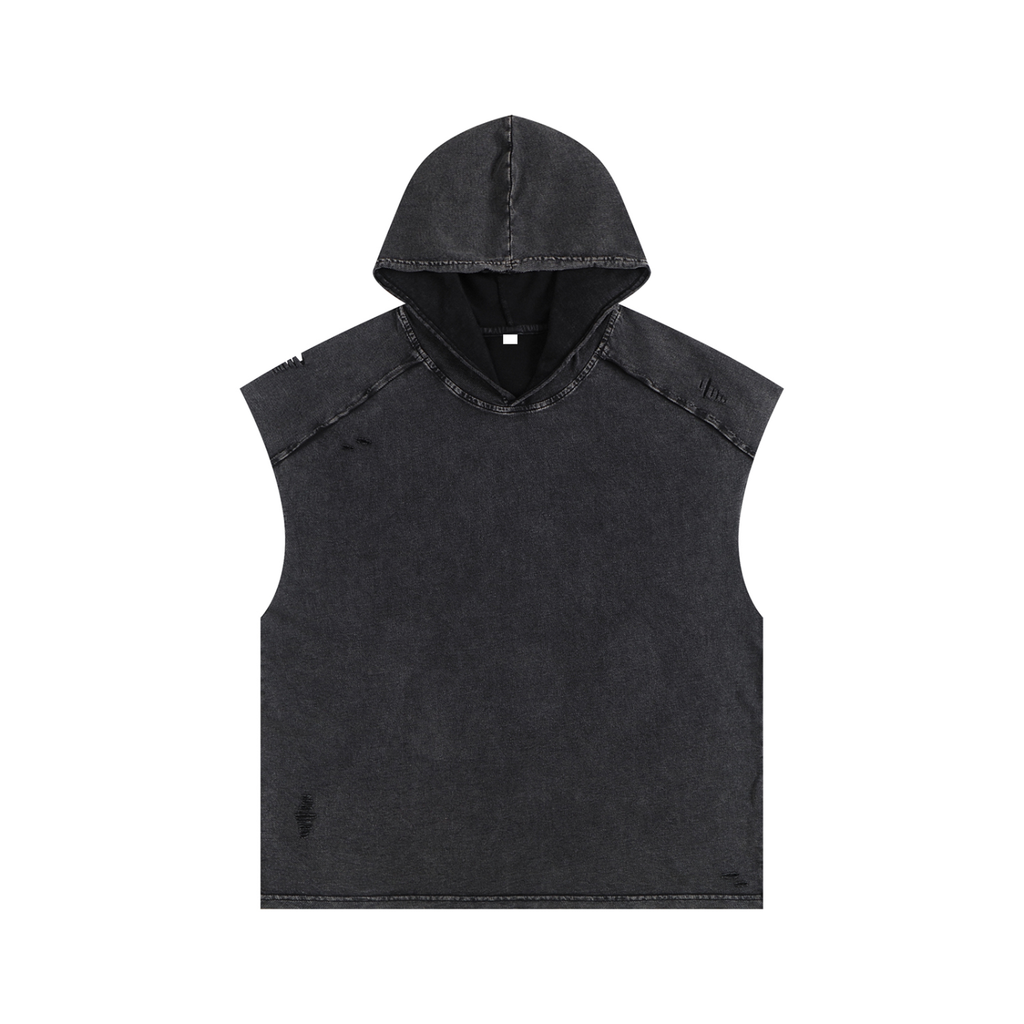 B&W Logo Snow-Washed Boxy Hooded Tank — E E McMace
