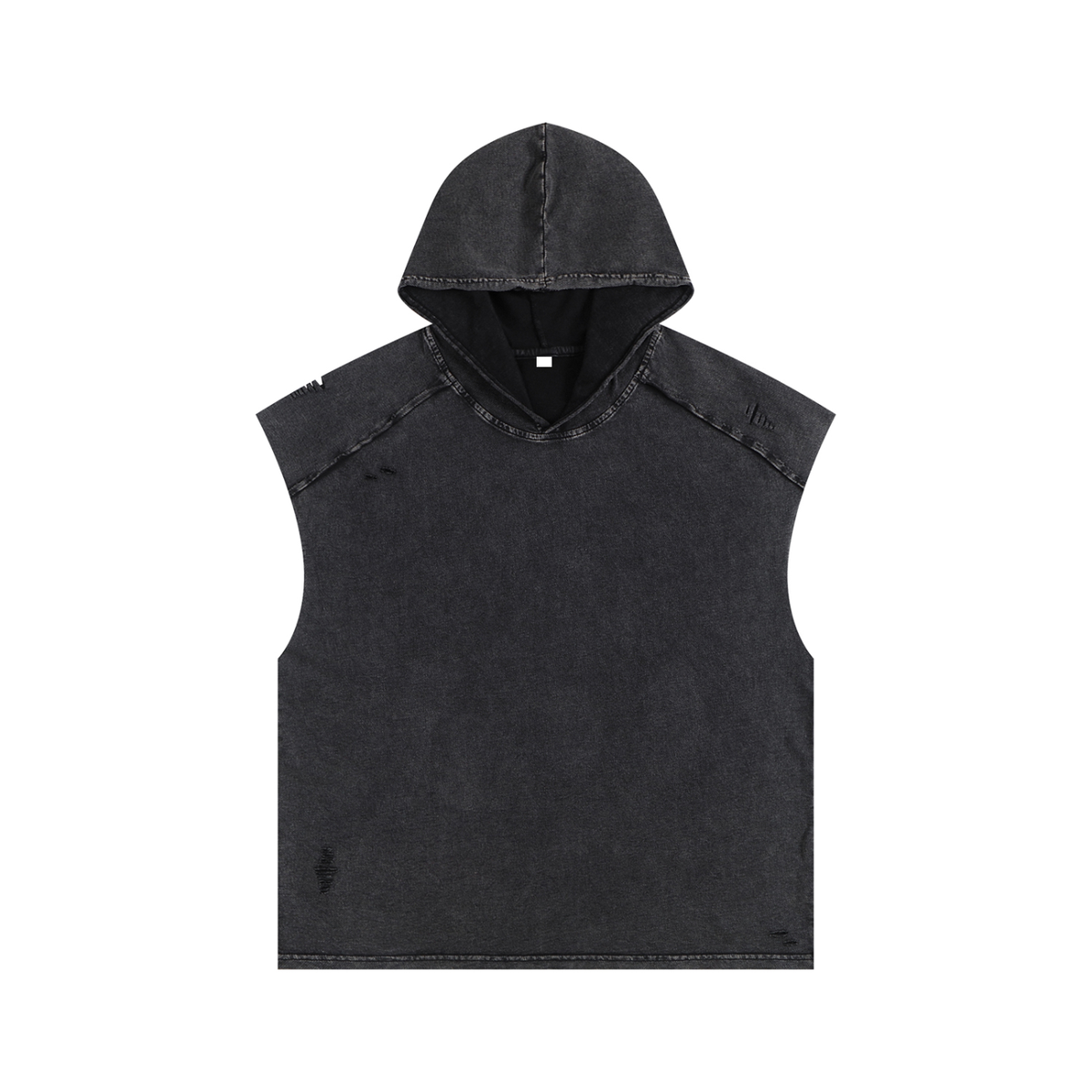 B&W Logo Snow-Washed Boxy Hooded Tank — E E McMace