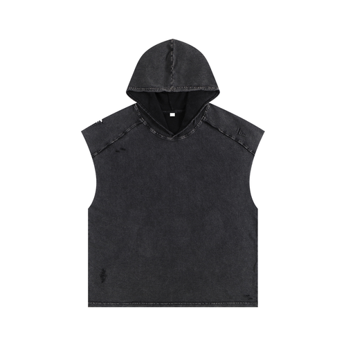 B&W Logo Snow-Washed Boxy Hooded Tank — E E McMace