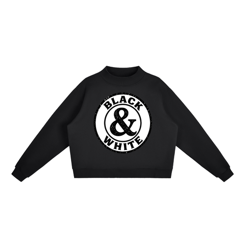B&W Circle Logo Fleece Mock-Neck Sweatshirt — front