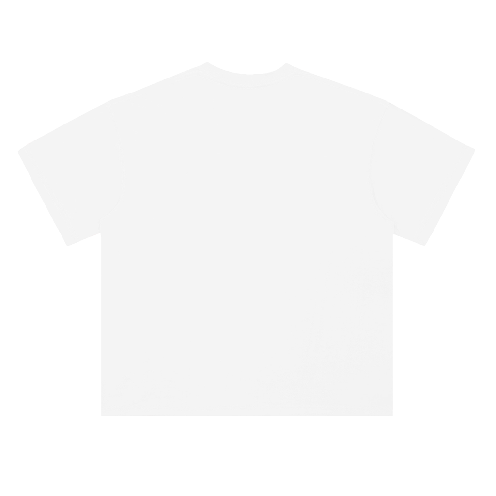 White WOW heavyweight drop-shoulder t-shirt – back