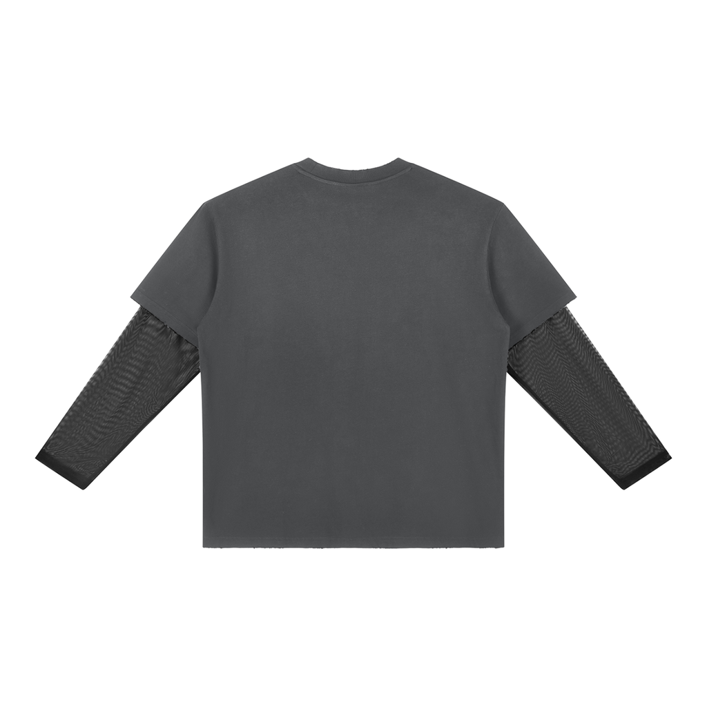 Halloween Last Supper Sunfade Layered Long-Sleeve T-Shirt in dark grey – back – E E McMace