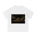 Halloween Last Supper Classic Cotton T-Shirt in white – front, Last Supper print – E E McMace