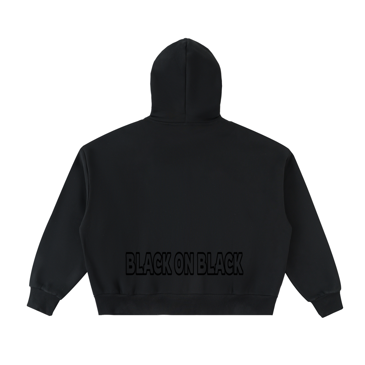 BOB Fleeced Full-Zip Boxy Hoodie in black – back – E E McMace