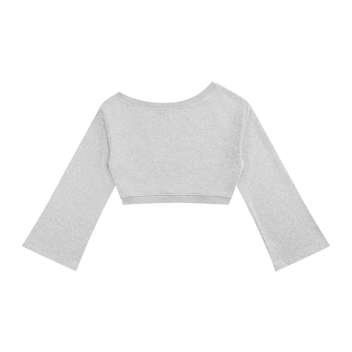 Grey WOW off-shoulder cropped sweatshirt – back