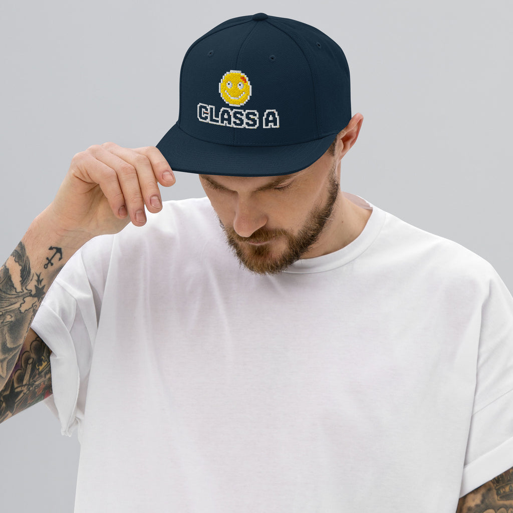 Limited Edition Class A Snapback Hat in navy – front – E E McMace