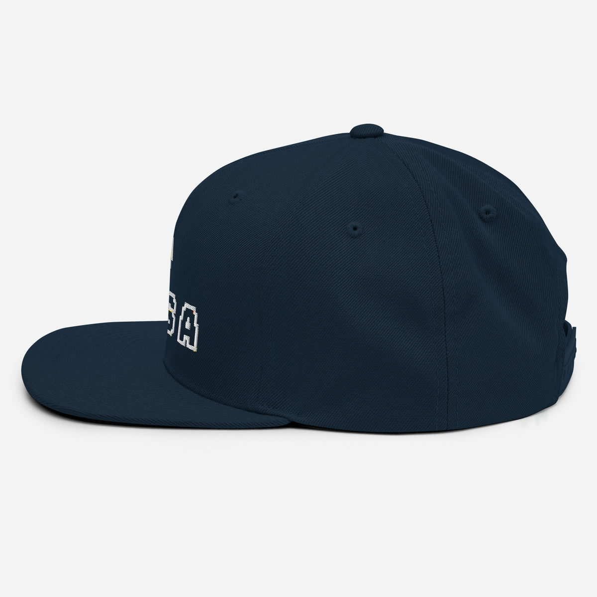Limited Edition Class A Snapback Hat in navy – left side – E E McMace