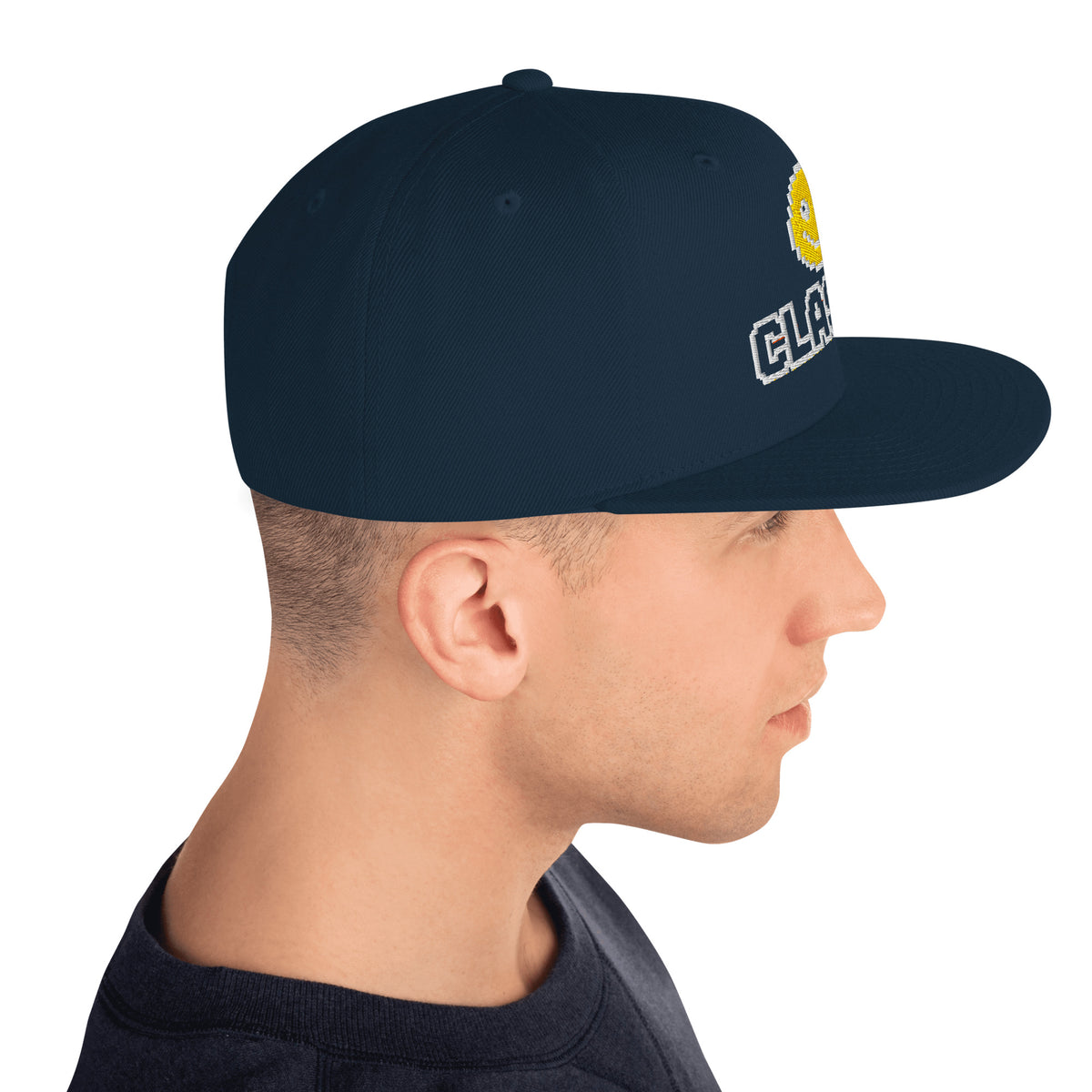 Limited Edition Class A Snapback Hat in navy – right side – E E McMace