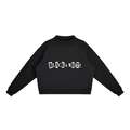 B&W Cut-Out Letters Fleece Mock-Neck Sweatshirt — front