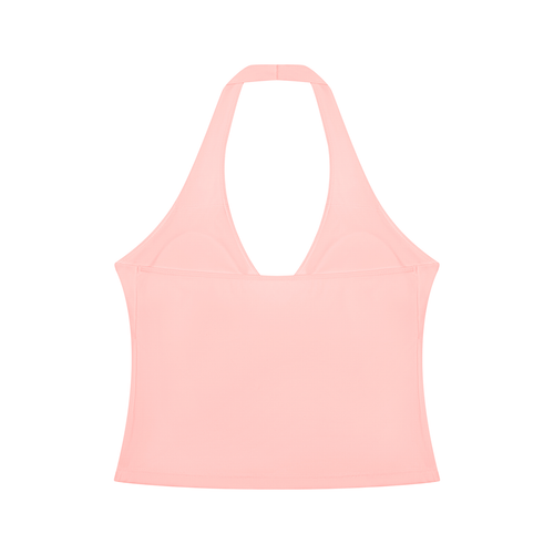 Pink ruched halter Padel gym tank – back