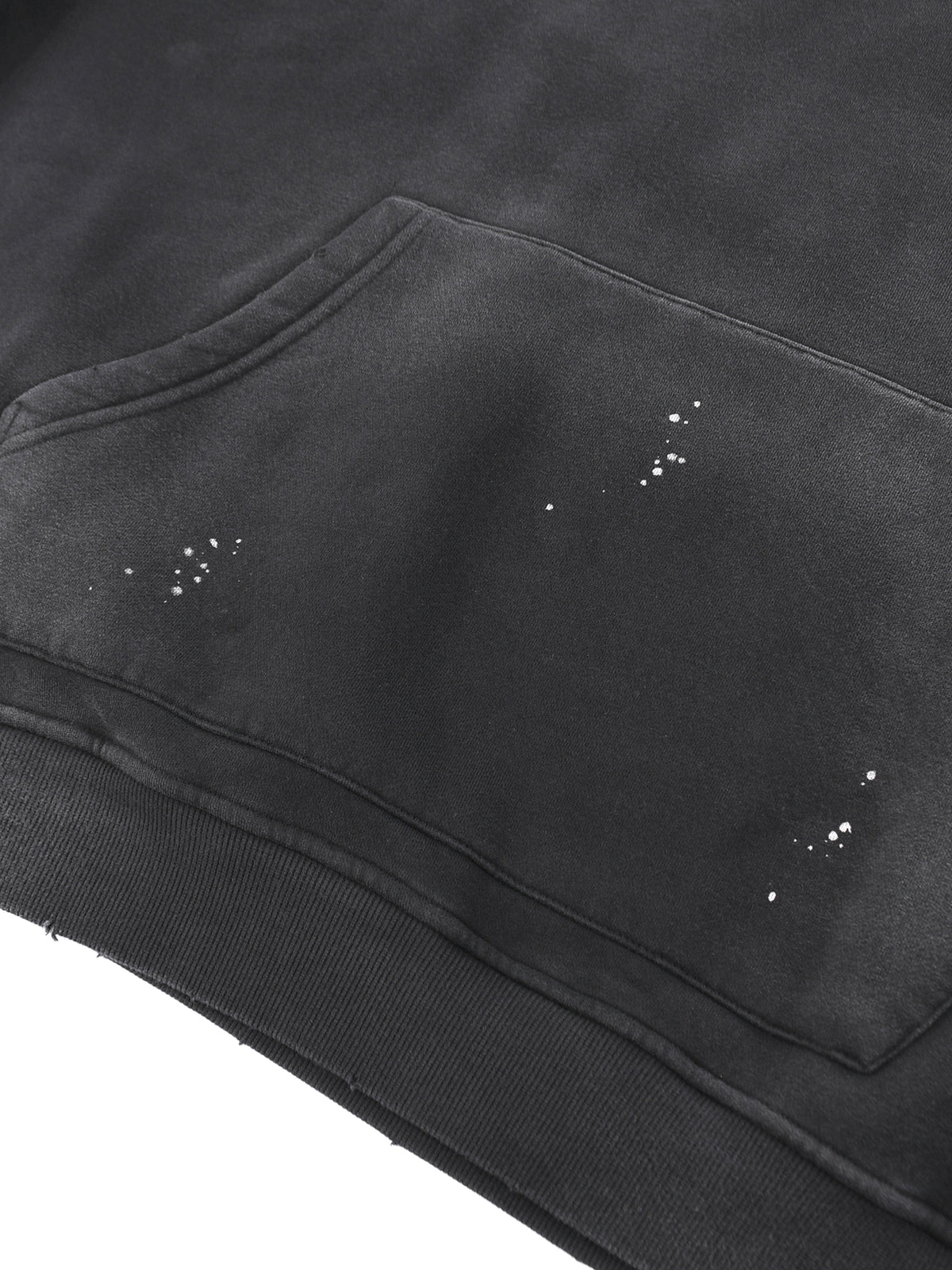 Close-up of the distressed front pocket