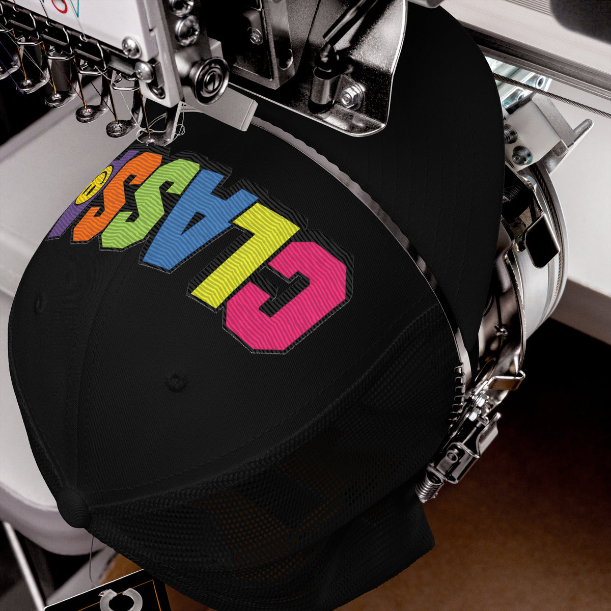 Limited Edition Class A Rainbow Trucker Cap – front – E E McMace