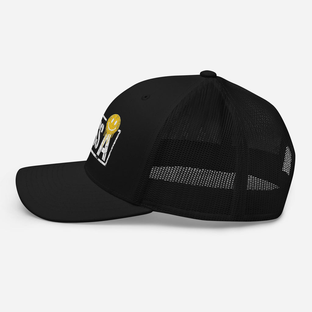 Limited Edition Class A Trucker Cap in black – left side – E E McMace