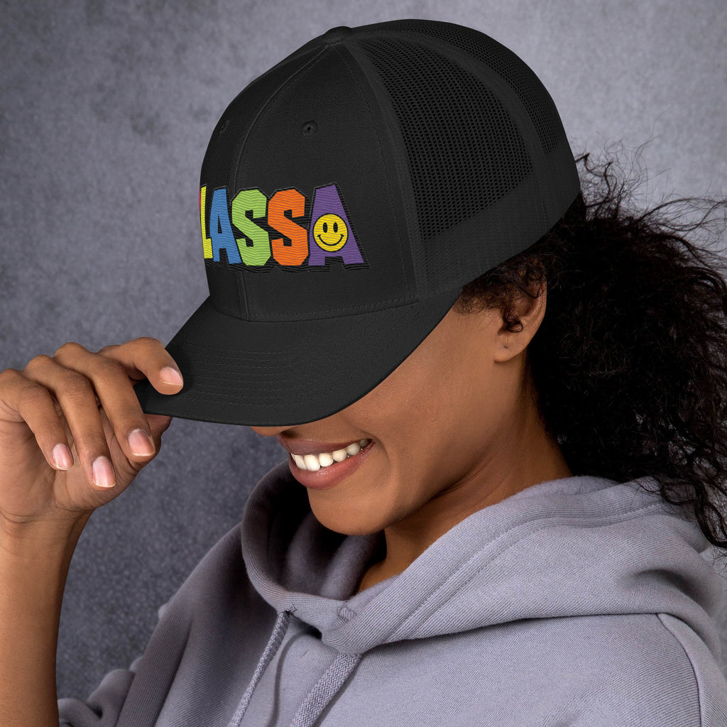 Limited Edition Class A Rainbow Trucker Cap – left side – E E McMace
