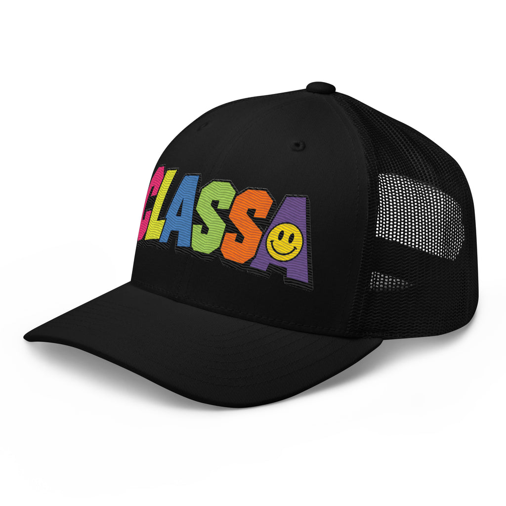 Limited Edition Class A Rainbow Trucker Cap – left front – E E McMace