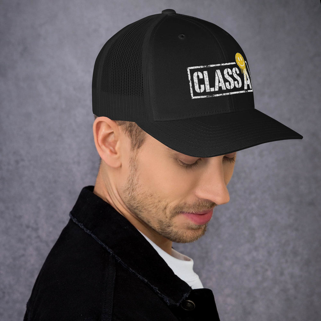 Limited Edition Class A Trucker Cap in black – right side – E E McMace