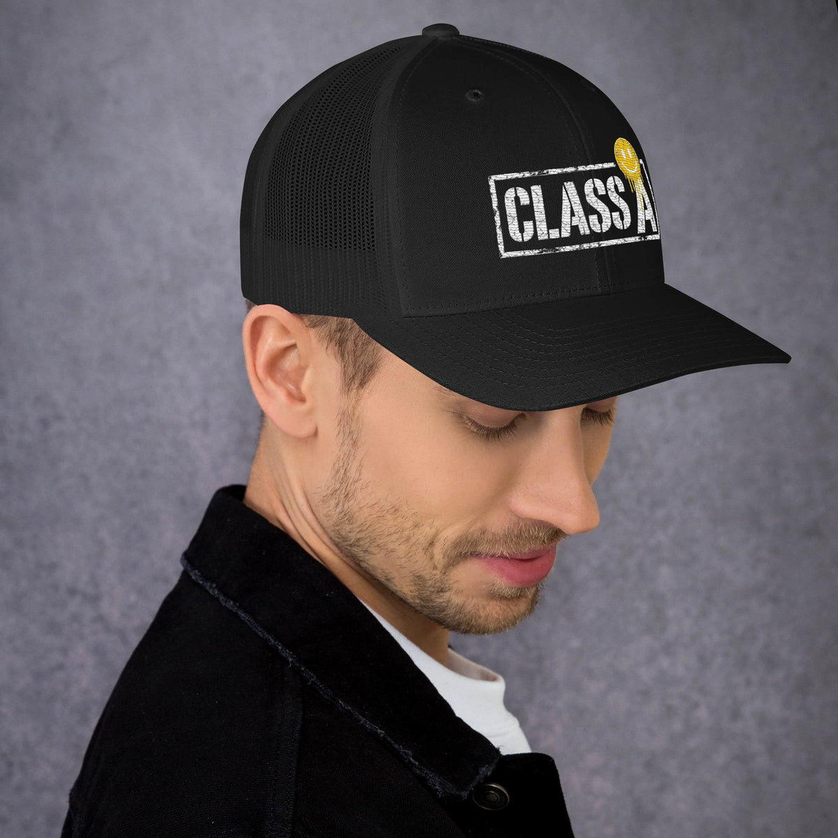 Limited Edition Class A Trucker Cap in black – right side – E E McMace