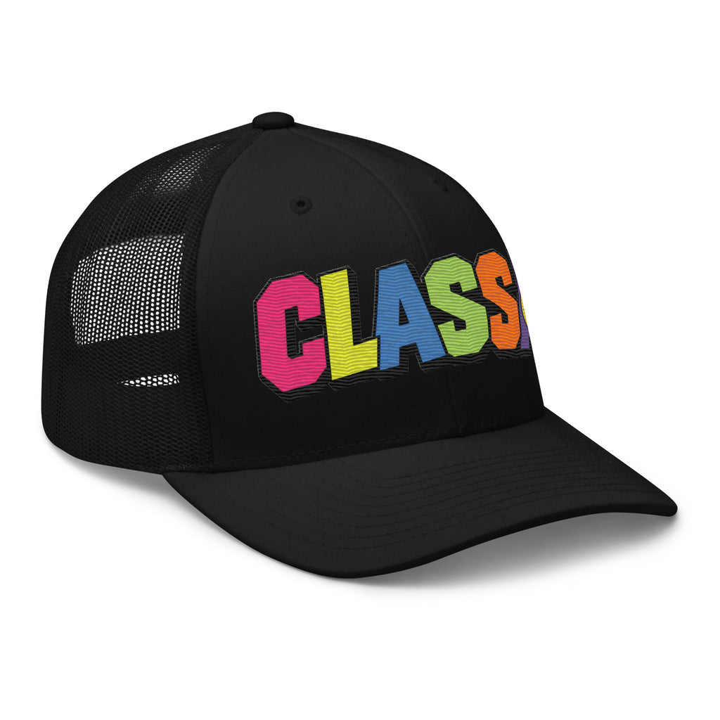 Limited Edition Class A Rainbow Trucker Cap – right front – E E McMace