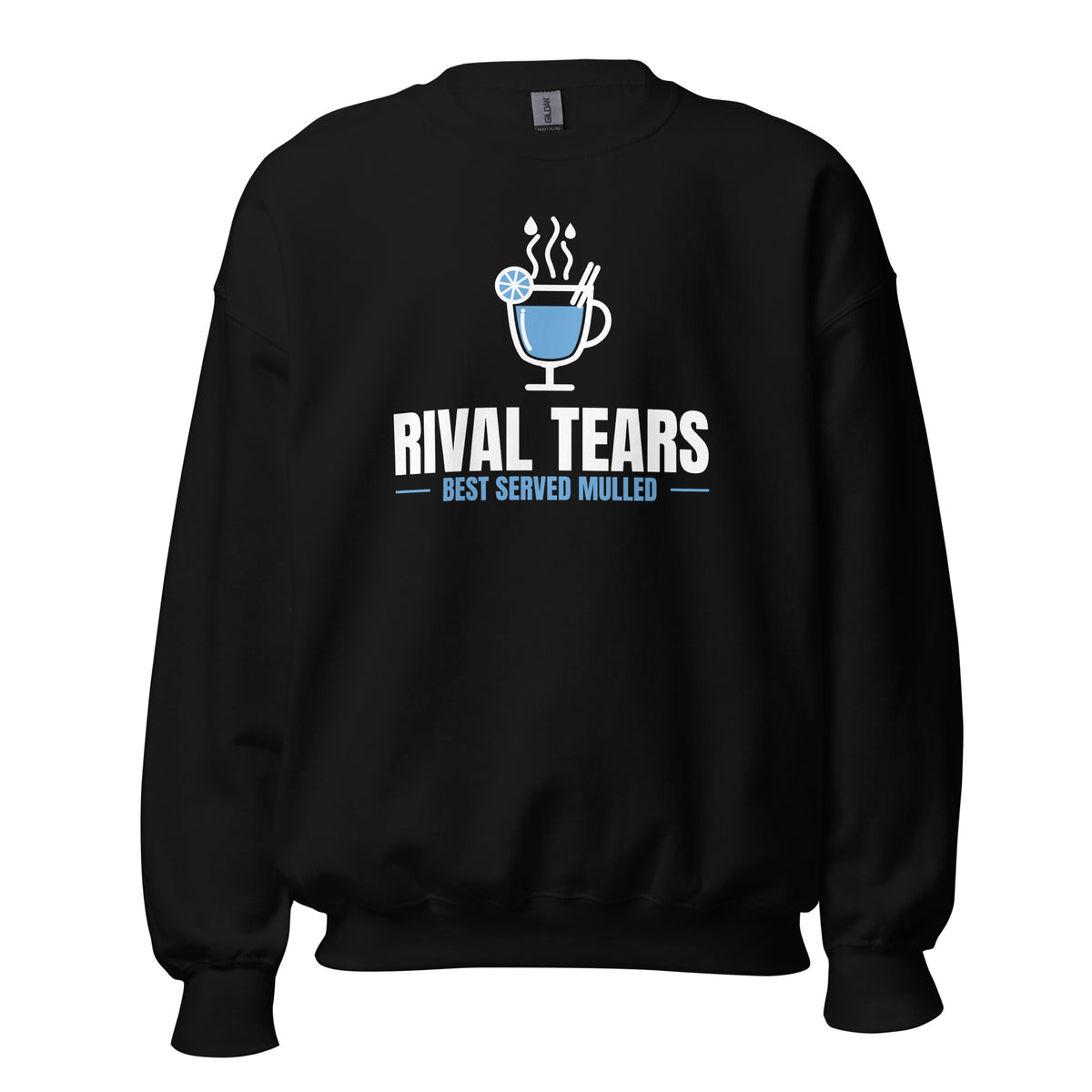 Rival Tears – Best Served Mulled Sweatshirt in Black, front view – E E McMace Christmas 2026