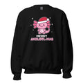 Merry Axolotl-Mas Christmas Sweatshirt in Black, front view – E E McMace Christmas 2026