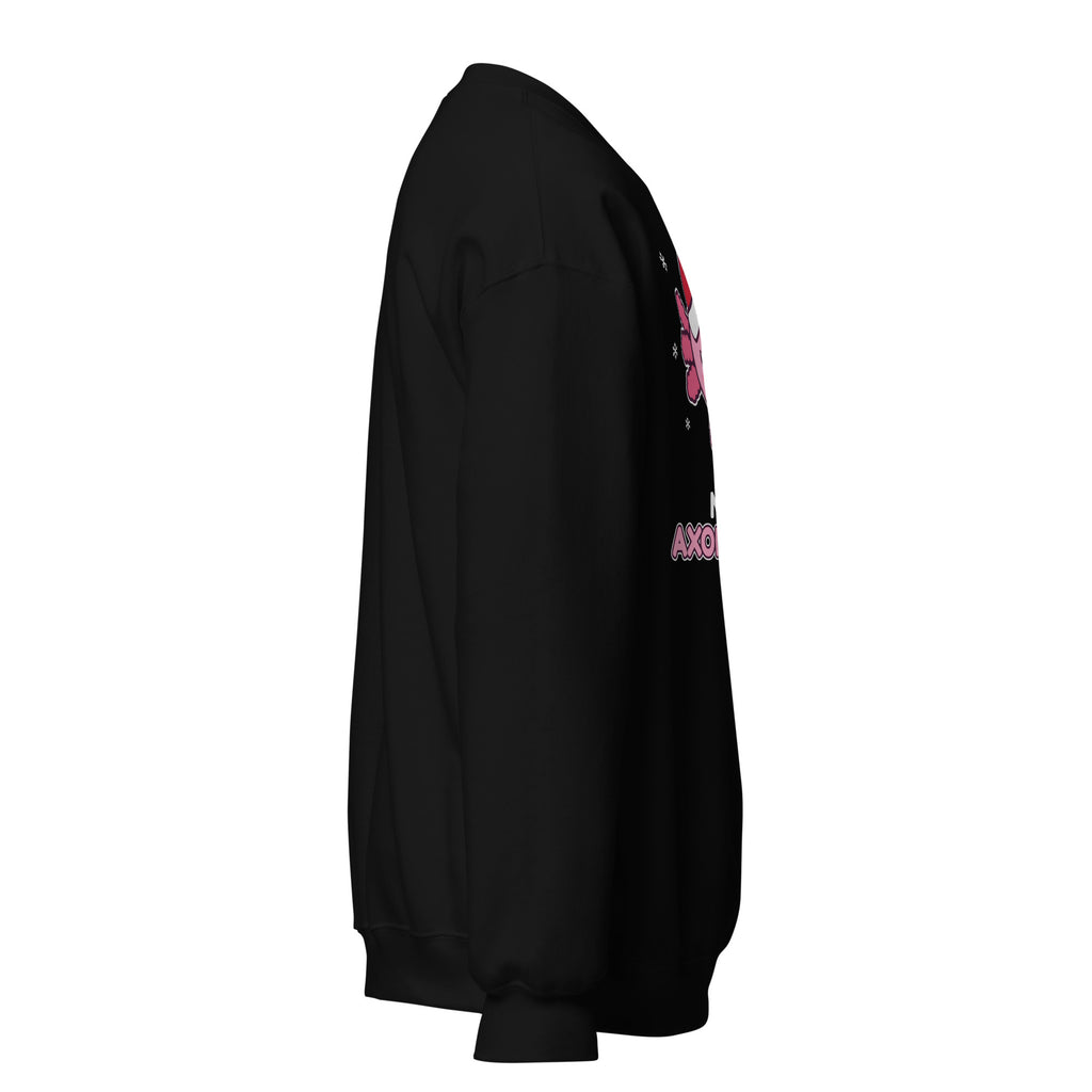 Merry Axolotl-Mas Christmas Sweatshirt in Black, right side view – E E McMace Christmas 2026