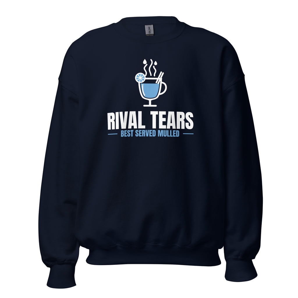 Rival Tears – Best Served Mulled Sweatshirt in Navy, front view – E E McMace Christmas 2026