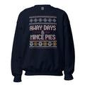 Away Days & Mince Pies Christmas Sweatshirt in Navy, front view – E E McMace Christmas 2026