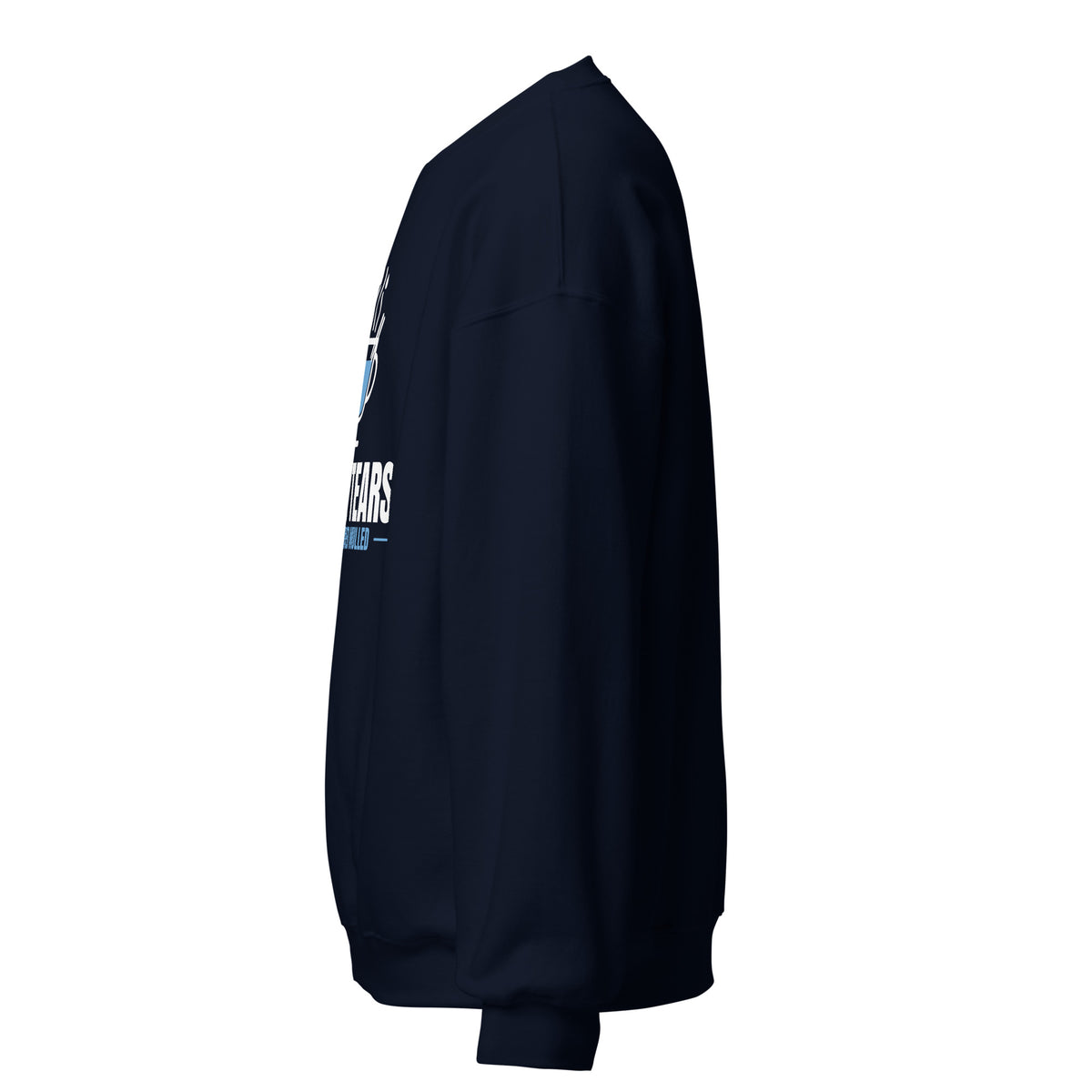 Rival Tears – Best Served Mulled Sweatshirt in Navy, left side view – E E McMace Christmas 2026