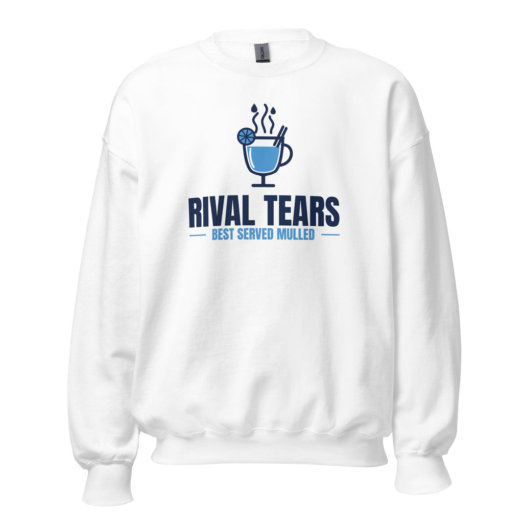 Rival Tears – Best Served Mulled Sweatshirt in White, front view – E E McMace Christmas 2026