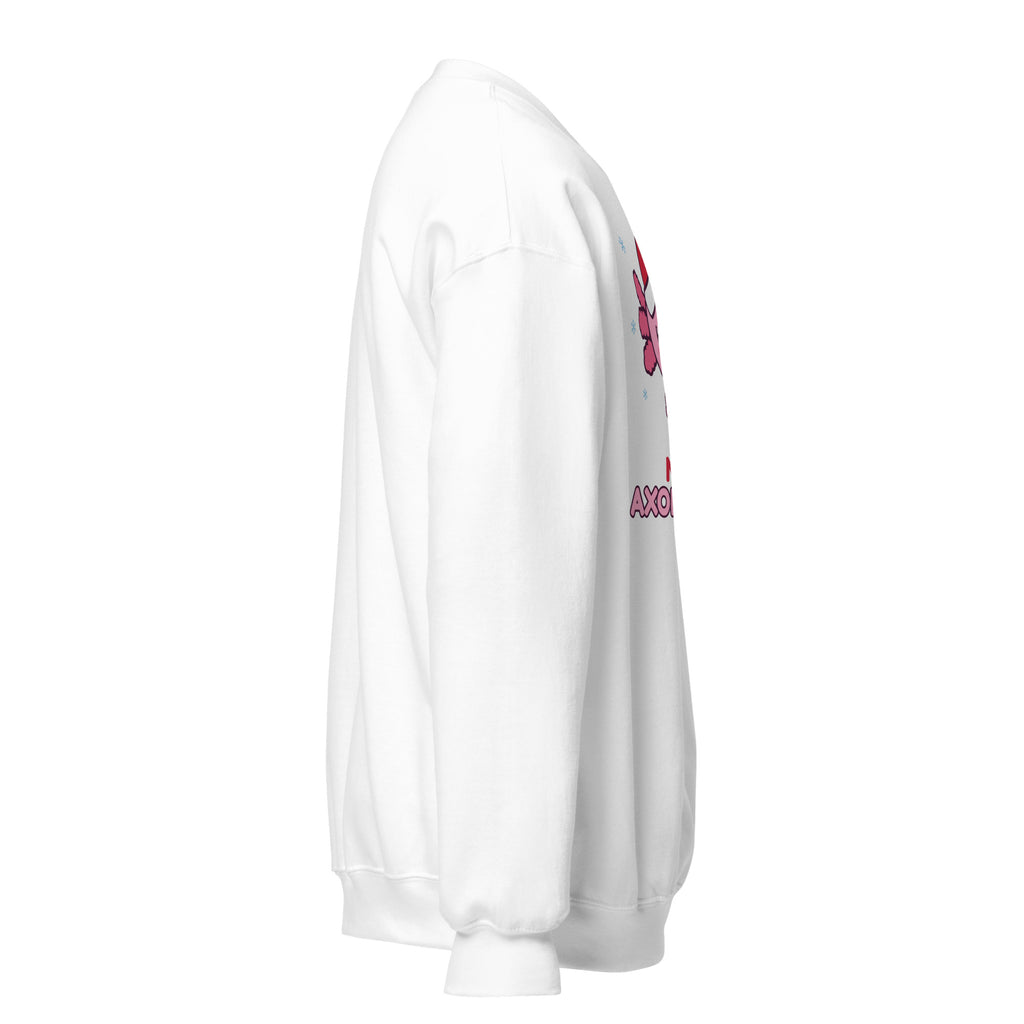 Merry Axolotl-Mas Christmas Sweatshirt in White, right side view – E E McMace Christmas 2026