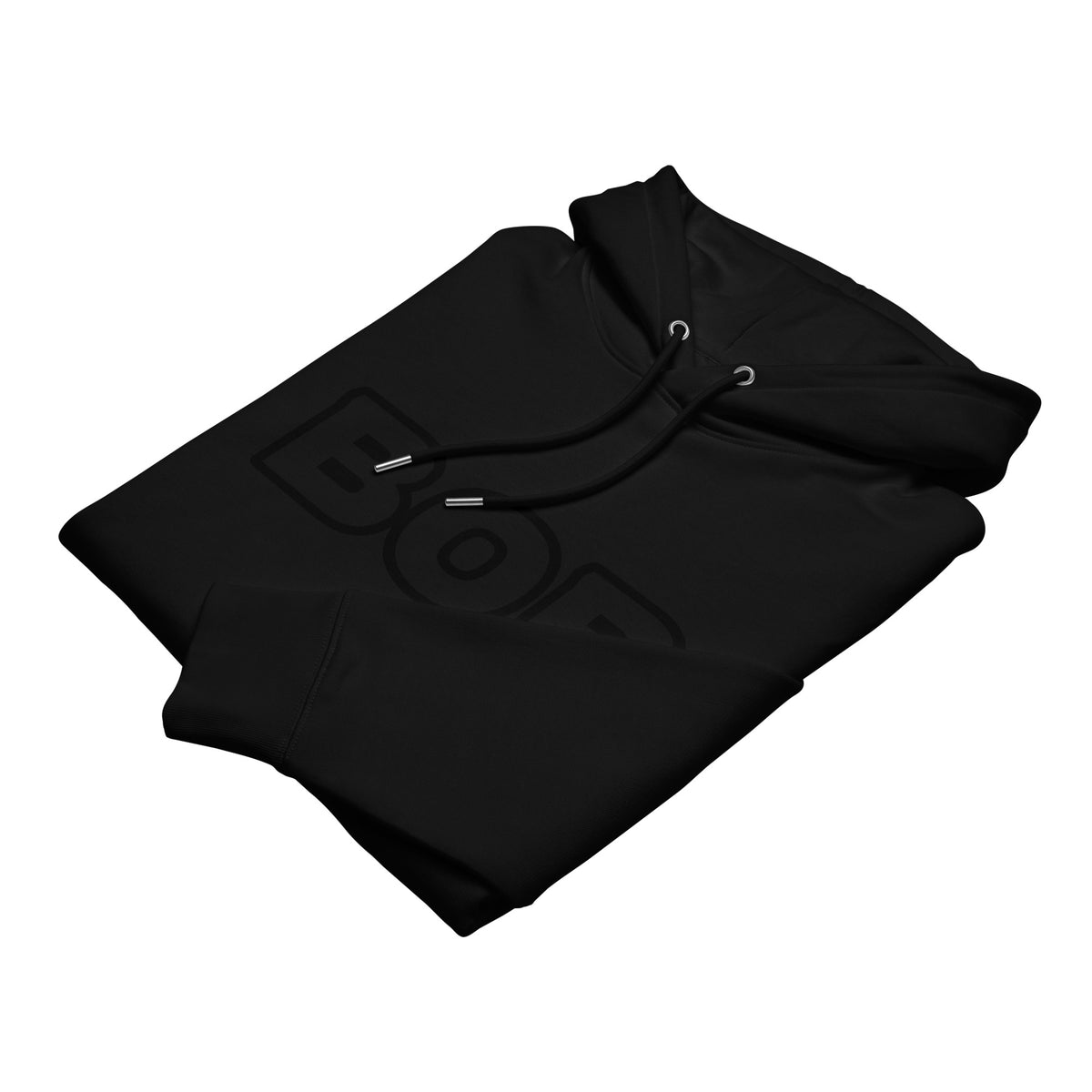 Black BOB organic cotton hoodie folded