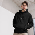 Man wearing the black BOB organic cotton hoodie