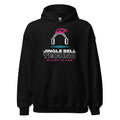 Jingle Bell Techno Hoodie in Black, front view – E E McMace Christmas 2026