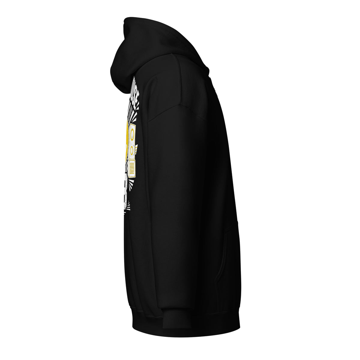 Black house music zip hoodie – right side