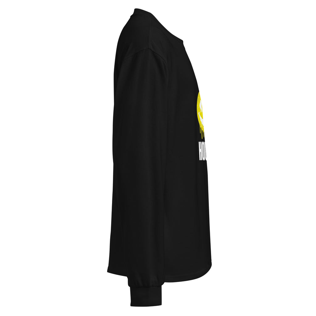 House Smiley Premium Heavyweight Long Sleeve Shirt in black – right side – E E McMace