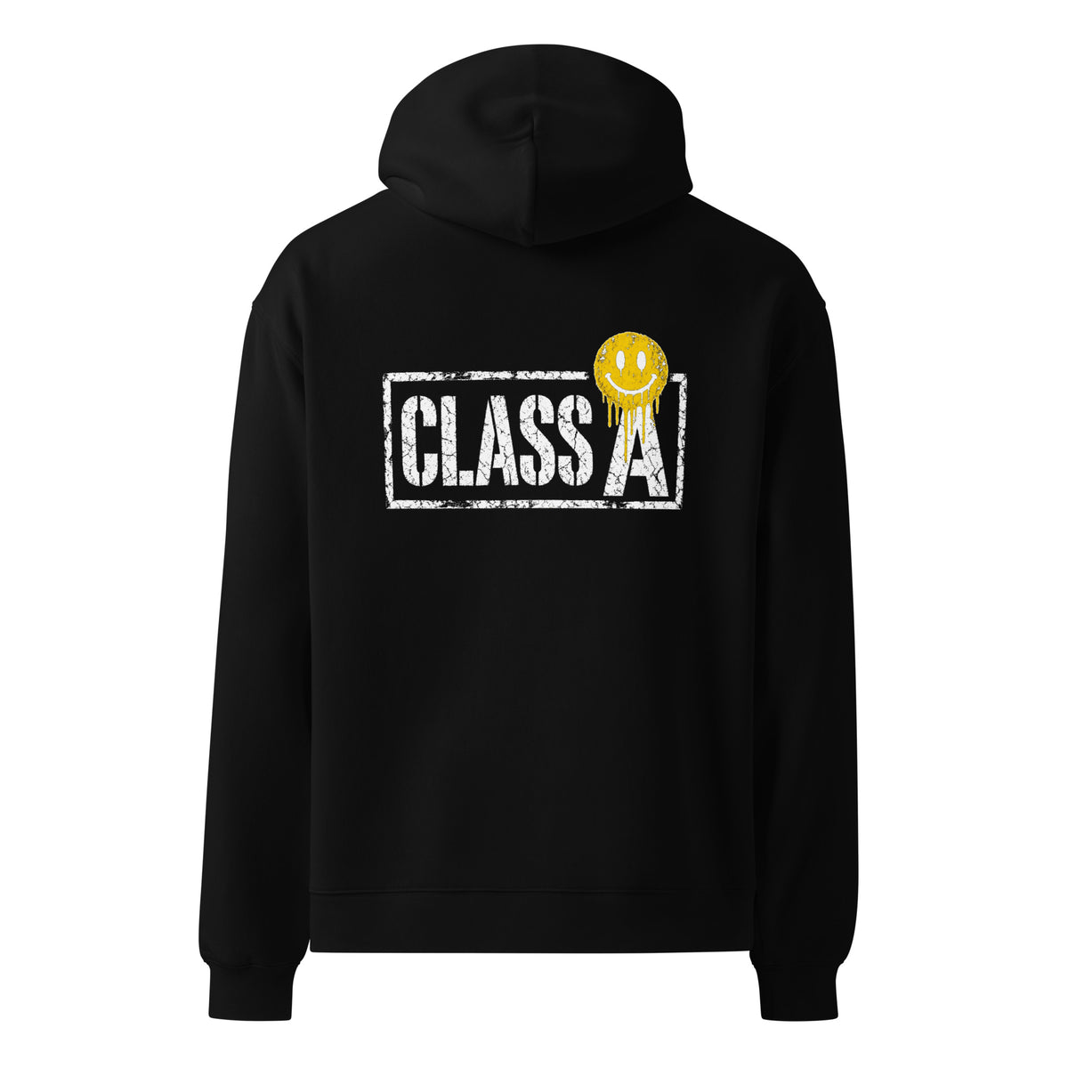 Class A Unisex Oversized Fleece Hoodie in black – back – E E McMace