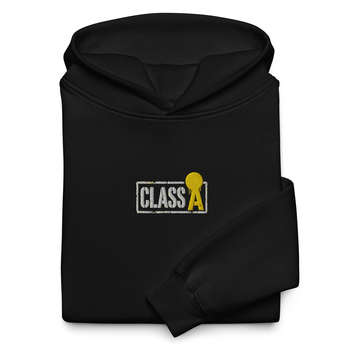 Class A Unisex Oversized Fleece Hoodie in black – front – E E McMace