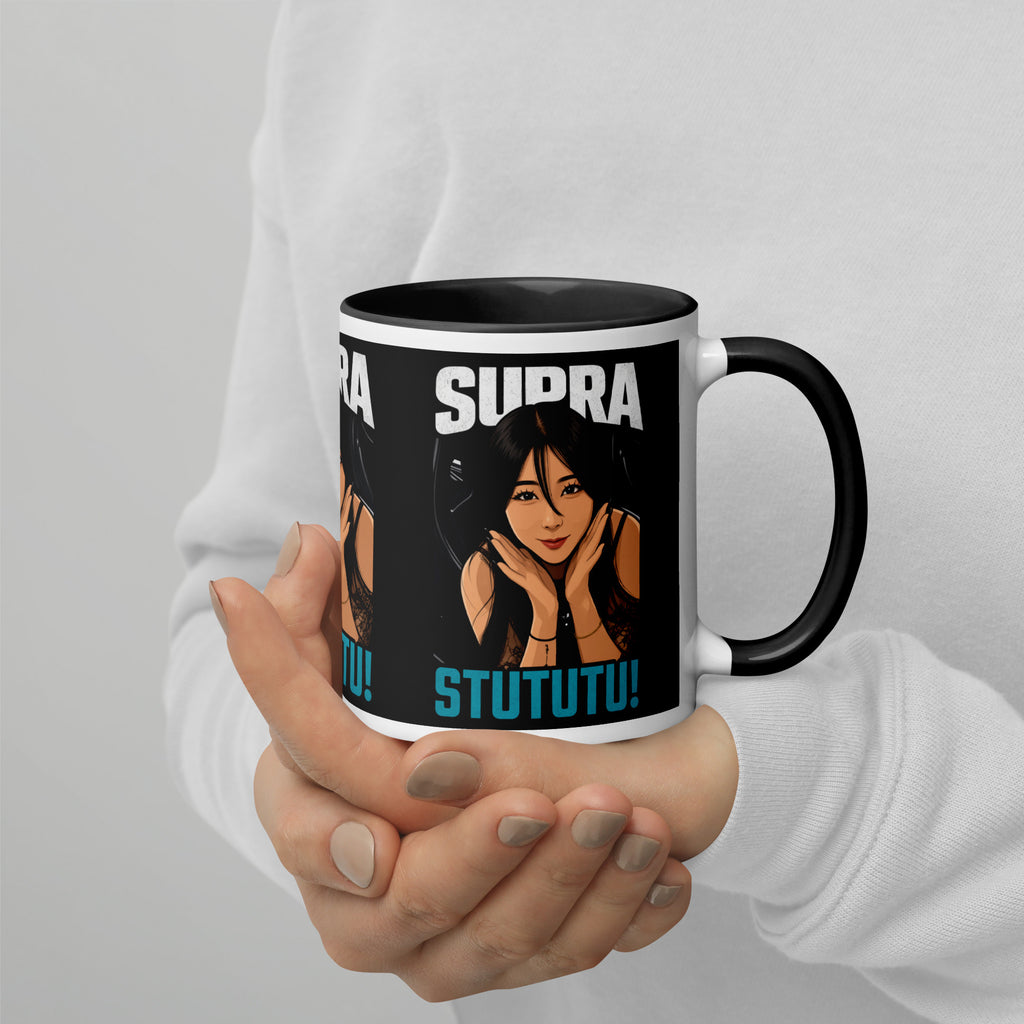 Japanese supercar mug held in two hands