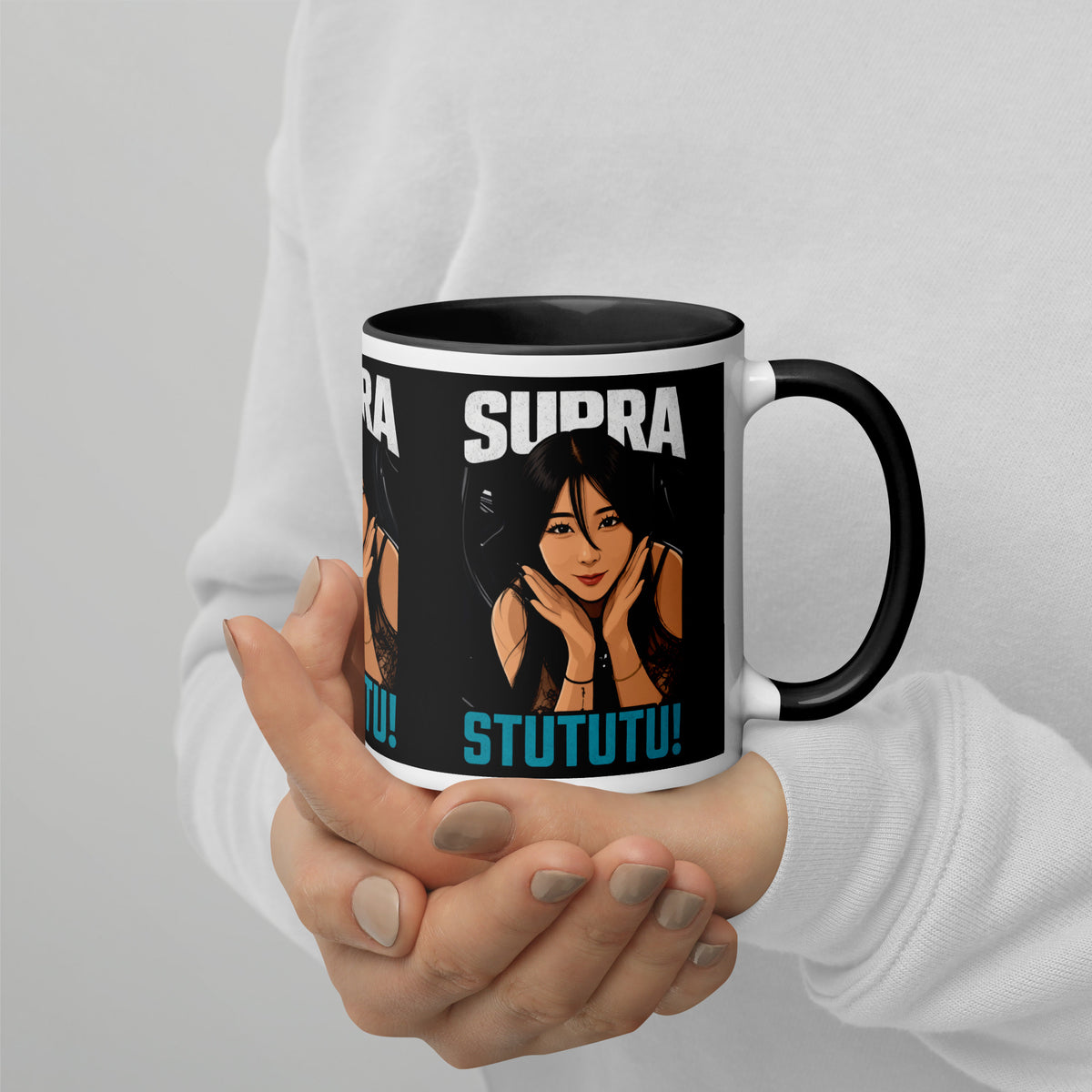 Japanese supercar mug held in two hands