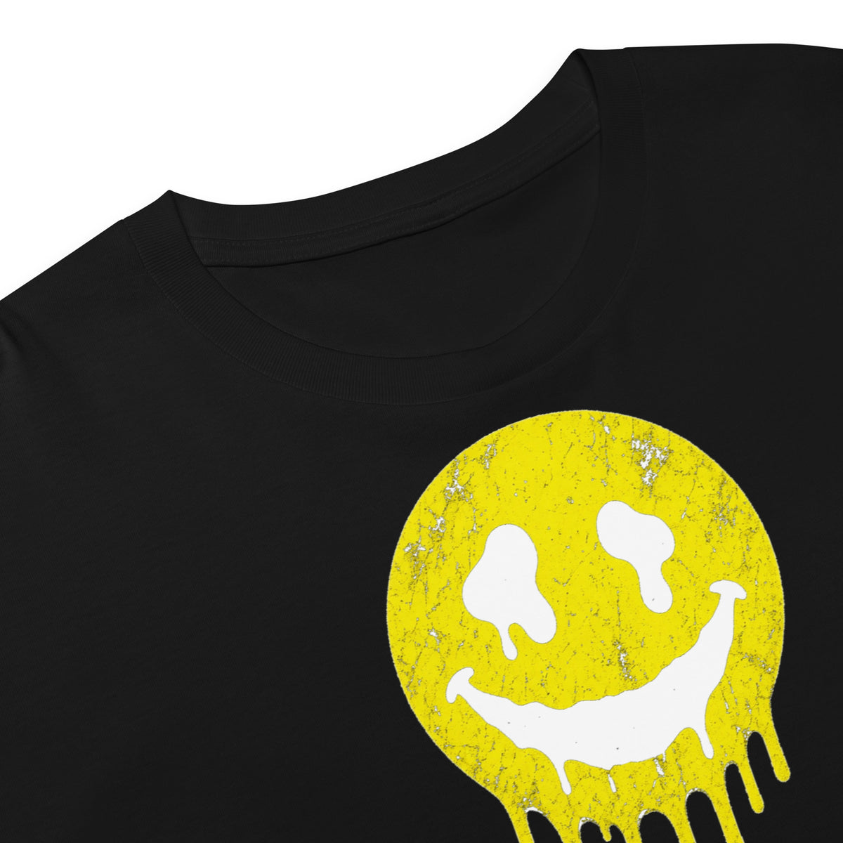 House Smiley Women’s Crop Top in black – detail – E E McMace